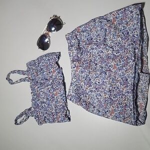 5/$30 NWOT AMAZON 2pc Floral Tank and Skirt 100% Cotton outfit set + sunglasses